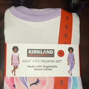 Unicorn,Kirkland Kids Shorts 4 PC pajama set made with organically cotton size 6